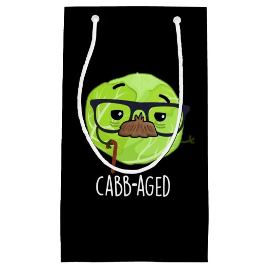 Funny Old Veggie Cabbage Pun Dark BG Klein Cadeauzakje (Voorkant)