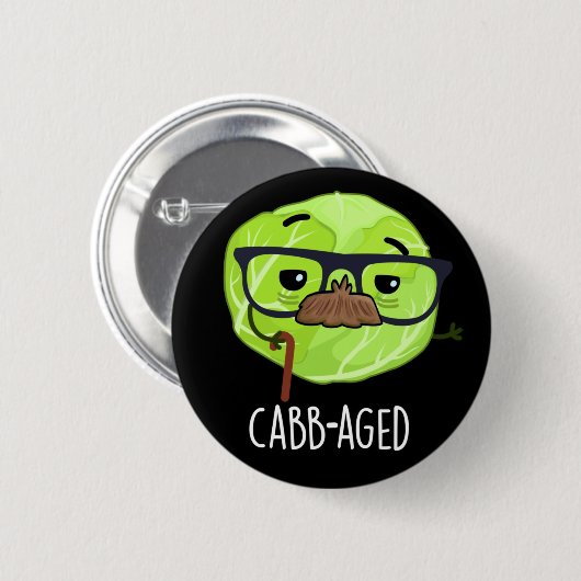 Funny Old Veggie Cabbage Pun Dark BG Ronde Button 5,7 Cm (Voorkant /achterkant)