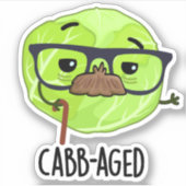 Funny Old Veggie Cabbage Pun Sticker (Voorkant)
