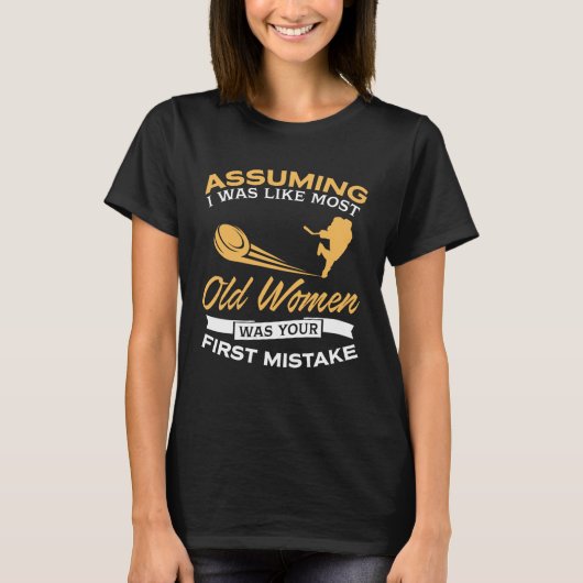 Funny Old Women Ice Hockey Lovers T-shirt (Voorkant)