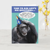 Funny Older Forgetful Chimpansee Birthday Kaart (Gele Bloem)