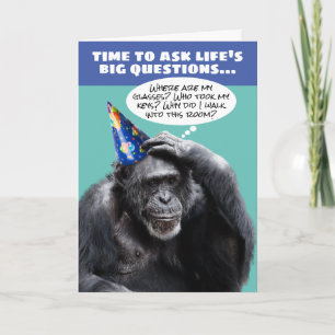 Funny Older Forgetful Chimpansee Birthday Kaart