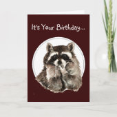 Funny Older Wiser Birthday Card Cute Raccoon Kaart (Voorkant)