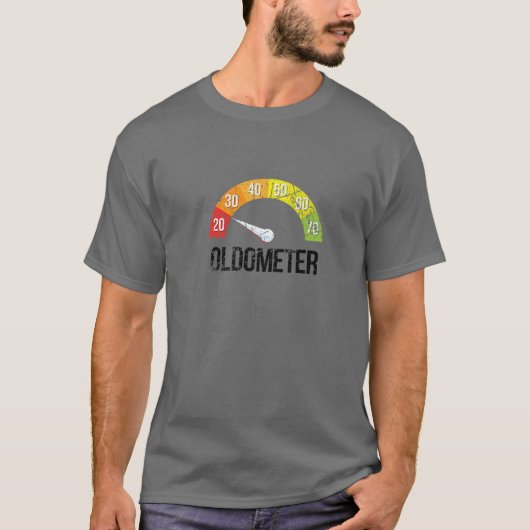 Funny Oldometer voor 40e verjaardag Gag Gift Graph T-shirt (Voorkant)