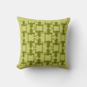 Funny Olive Green Dancing Kokopelli Kussen