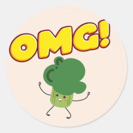 Funny OMG Broccoli Classic Round Sticker