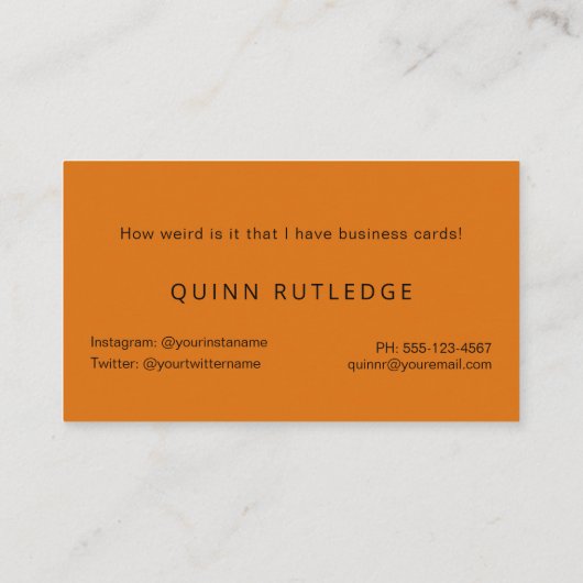 Funny OMG Young Adult Bold Oranje Visitekaartje (Achterkant)