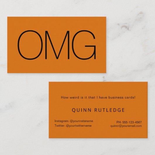 Funny OMG Young Adult Bold Oranje Visitekaartje (Voorkant / Achterkant)