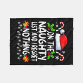 Funny On The List Of Naughty And I Regret Nothing  Fleece Deken (Voorkant (Horizontaal))
