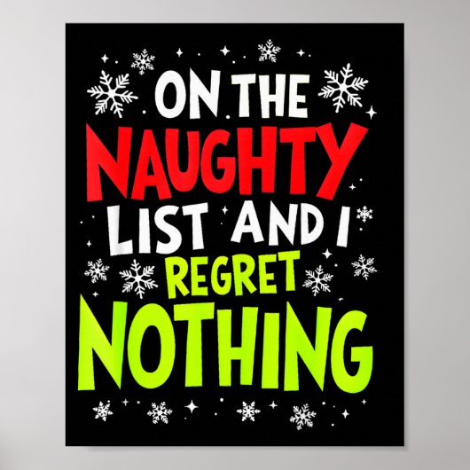 Funny On The List Of Naughty And I Regret Nothing Poster (Voorkant)