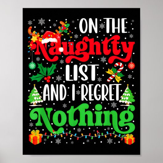 Funny On The List Of Naughty And I Regret Nothing Poster (Voorkant)