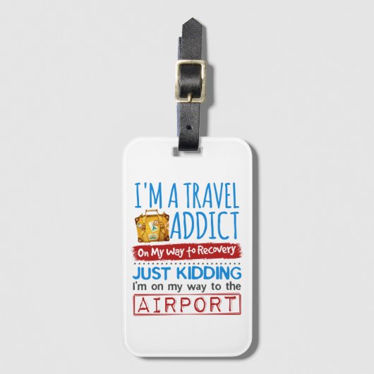 Funny onderweg naar luchthaven bagagelabel (Voorkant (verticaal))
