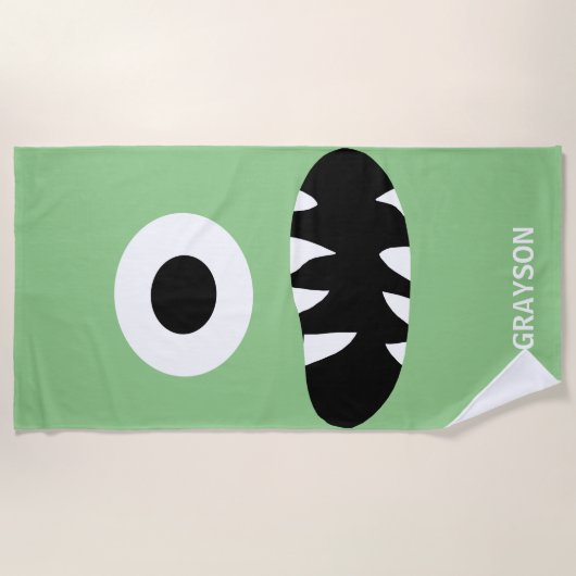 Funny One Eyed Monster Kinder Gepersonaliseerd Gro Strandlaken (Voorkant)