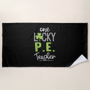 Funny One Lucky P.E. Teacher Shirt St Patricks Day Strandlaken