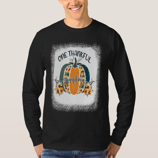 Funny One Thankful Grandma Flower Pumpkin Fall Aut T-shirt (Voorkant)