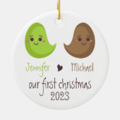 Funny onze eerste kerstnieuwjaarsdag keramisch ornament (Achterkant)