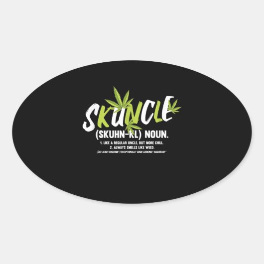 Funny oom Weed Smoker Skuncle Oom Lover Gift Ovale Sticker (Voorkant)
