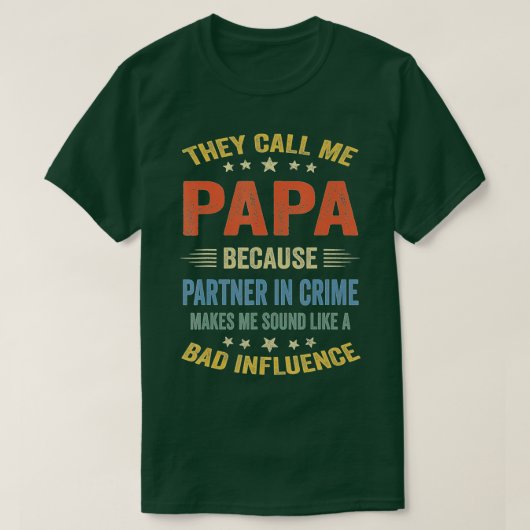 Funny opa geeft papieren partner in misdaad t-shirt (Design voorkant)