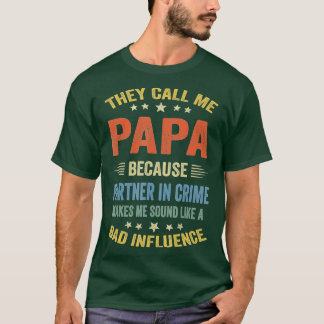 Funny opa geeft papieren partner in misdaad t-shirt