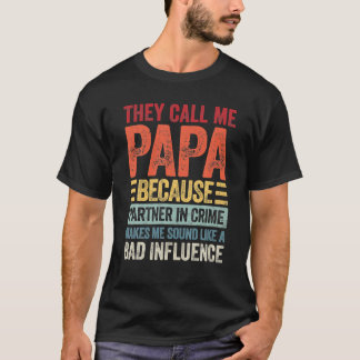 Funny opa geeft papieren partner in misdaad t-shirt