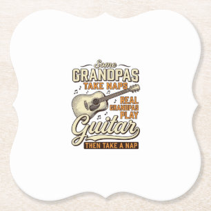 Funny Opa Gitaar Vintage Gravure Shirt Ontwerp Kartonnen Onderzetters