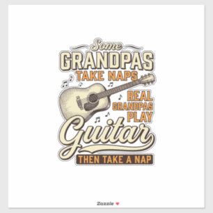Funny Opa Gitaar Vintage Gravure Shirt Ontwerp Sticker