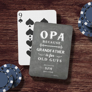 Funny Opa Grandfather Monogram Pokerkaarten