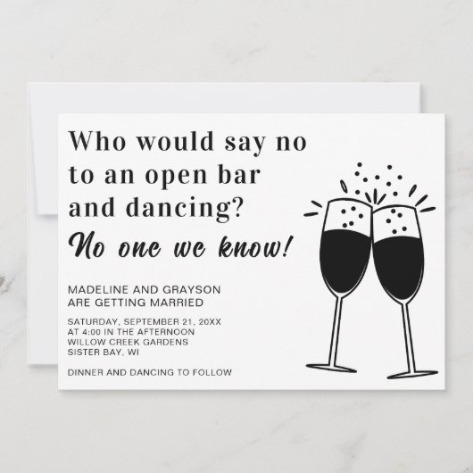Funny Open Bar dansend Casual weddenschap Kaart (Voorkant)