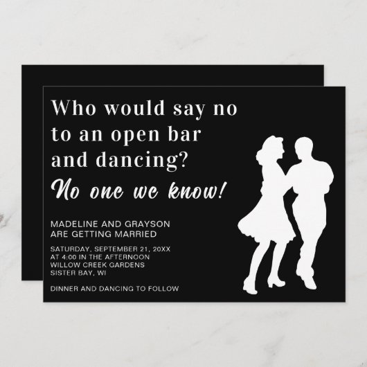 Funny Open Bar dansend Casual weddenschap Kaart (Voorkant / Achterkant)