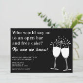 Funny Open Bar Free Cake Wedding Save the Date (Staand voorkant)