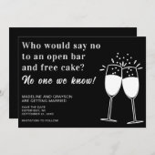 Funny Open Bar Free Cake Wedding Save the Date (Voorkant / Achterkant)