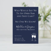 Funny Open Bar Free Cake Wedding Save the Date (Staand voorkant)