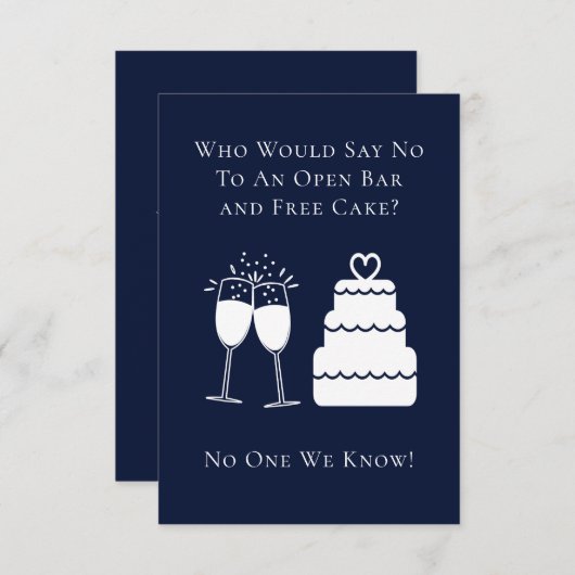 Funny Open Bar Free Cake Wedding Save the Date (Voorkant / Achterkant)