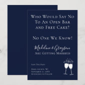 Funny Open Bar Free Cake Wedding Save the Date (Voorkant / Achterkant)
