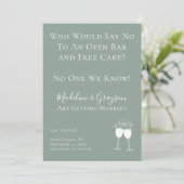 Funny Open Bar Free Cake Wedding Save the Date (Staand voorkant)