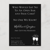 Funny Open Bar Free Cake Wedding Save the Date Aankondigingskaart (Voorkant)