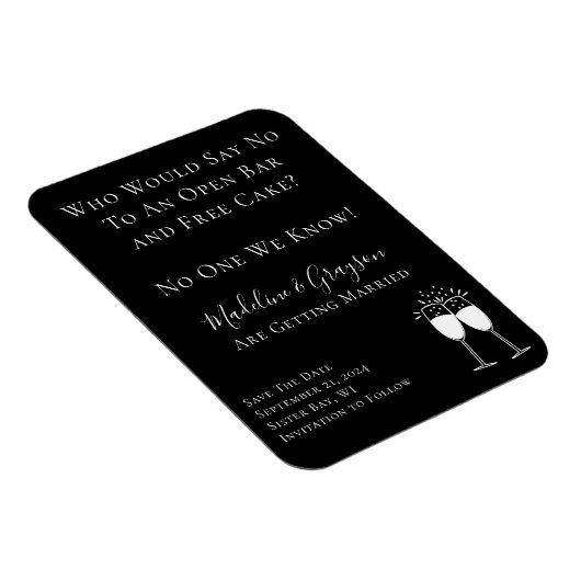 Funny Open Bar Free Cake Wedding Save the Date Magneet (Rechterzijde)