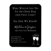 Funny Open Bar Free Cake Wedding Save the Date Magneet (Verticaal)