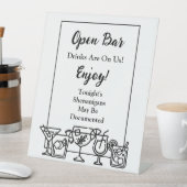 Funny Open Bar Wedding Sign Reclamebord Met Voetstuk (Insitu)