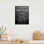 Funny Open Bar Wedding-teken | Chalkboardstijl Poster (Keuken)