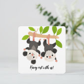 Funny Opossum Birthday Invitation  Kaart (Staand voorkant)