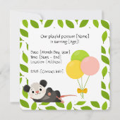 Funny Opossum Birthday Invitation  Kaart (Achterkant)