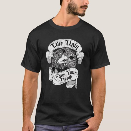 Funny Opossum Live Ugly Fake Your Death  Po T-shirt (Voorkant)