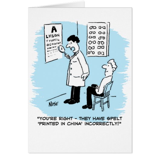 Funny Optician Gving an Eye Test to Patient (Voorkant)