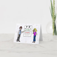 Funny Optometrist and Patient Birthday Kaart