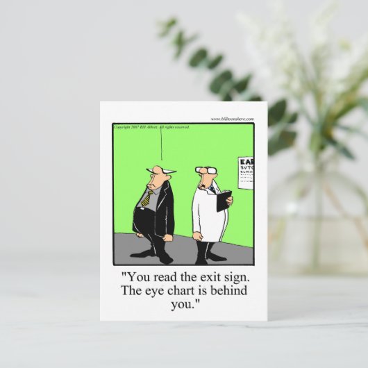 Funny Optometrist Cartoon Briefkaart (Staand voorkant)
