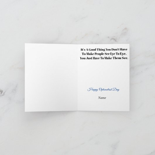 Funny Optometrist en Potatoe Wenskaart Kaart (Binnen)