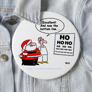 Funny Optometrist en Santa Cartoon Kerstmis Ronde Button 6,0 Cm