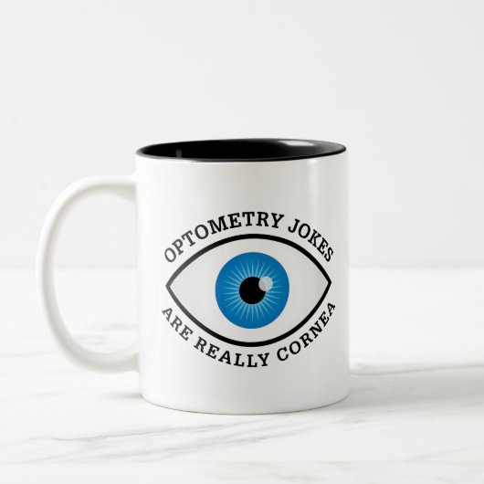Funny Optometry Cornea Jokes Tweekleurige Koffiemok (Links)