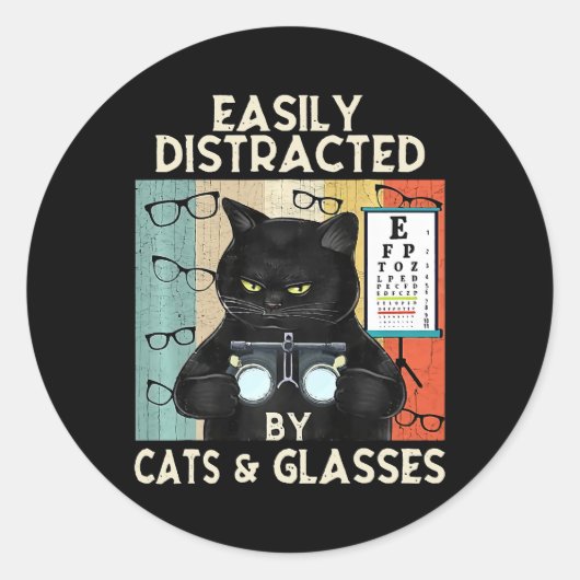 Funny Optometry, gemakkelijk verstoord door katten Ronde Sticker (Voorkant)